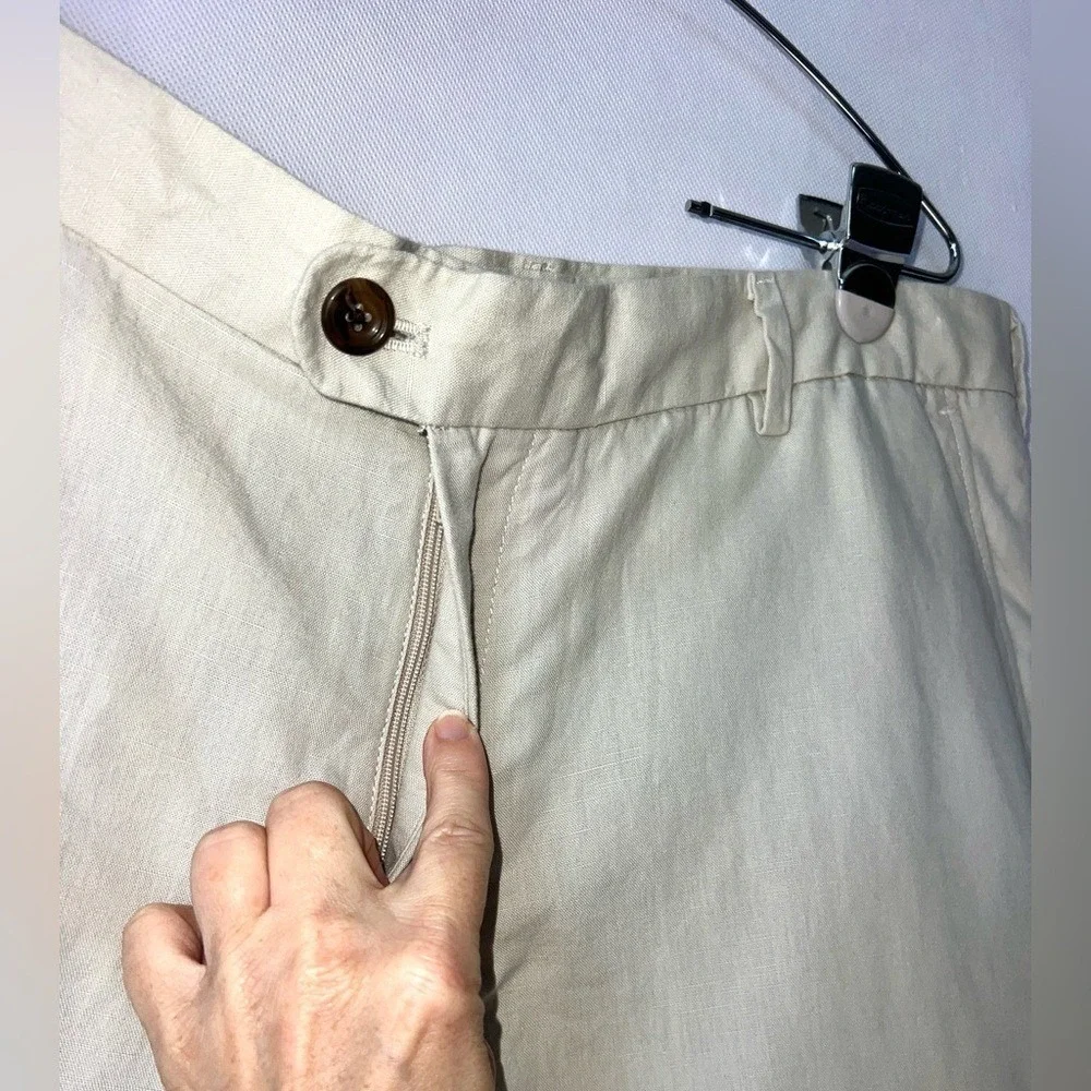 Charles Tyrwhitt Linen Blend Shorts Men 38 Beige‎ Mid Rise Casual Activewear